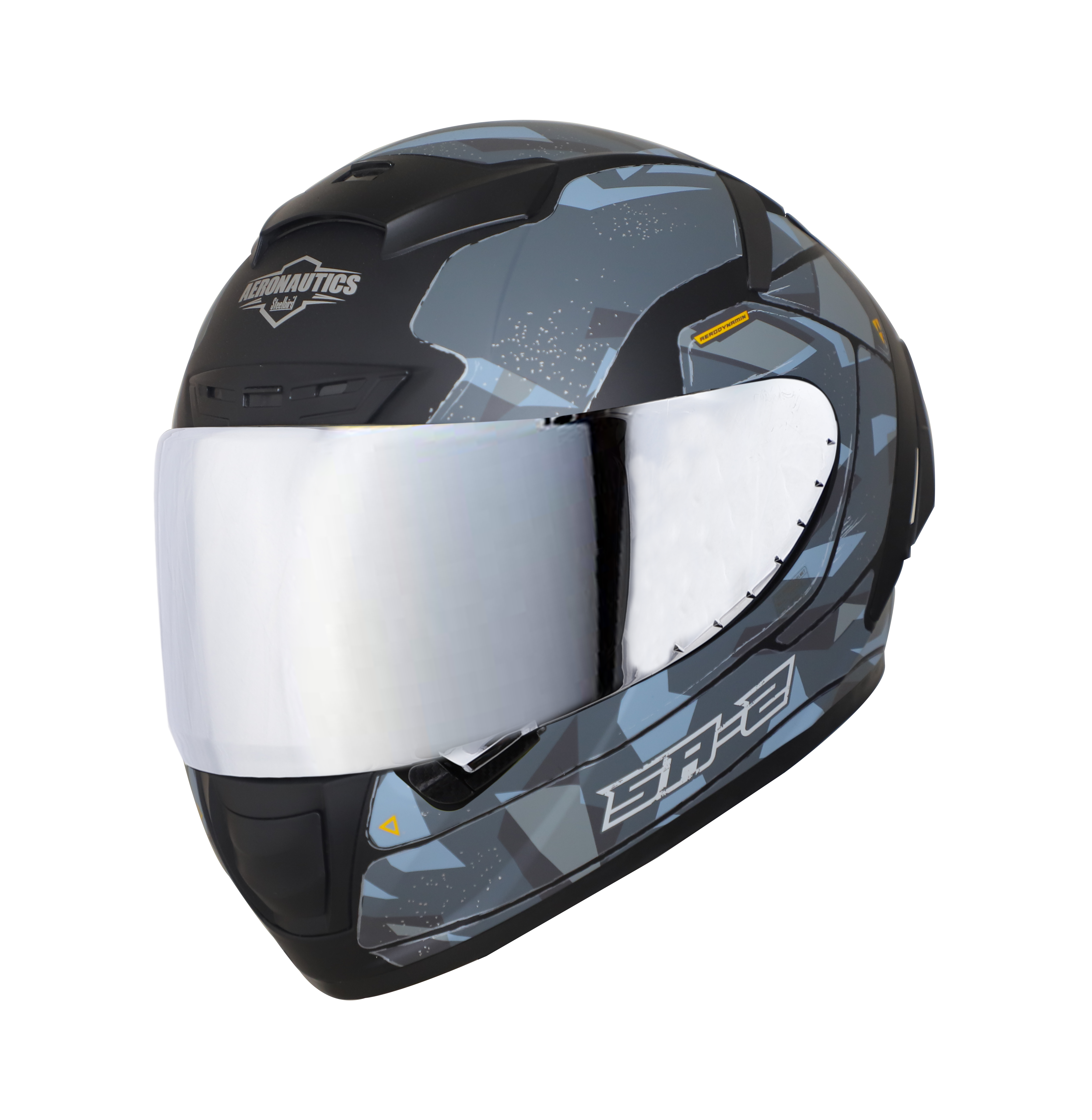 SA-2 ESCAPE MAT BLACK WITH GREY SILVER CHROME VISOR (FITTED WITH CLEAR WITH EXTRA CHROME VISOR FREE)